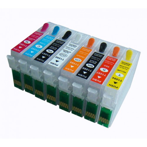 Tinteiros recarregáveis p/ Epson série T0591-9 (Lírio) R2400 (8 tinteiros)