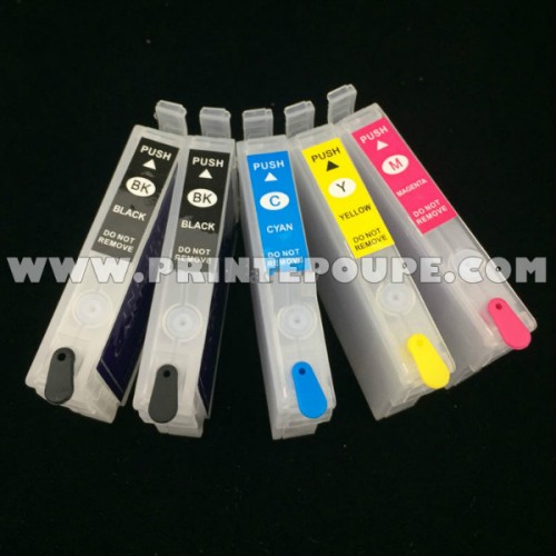 Tinteiros recarregáveis p/ Epson T0711 + T0711-4 (Chita c/ 2 tinteiros preto, 5 tinteiros no total)