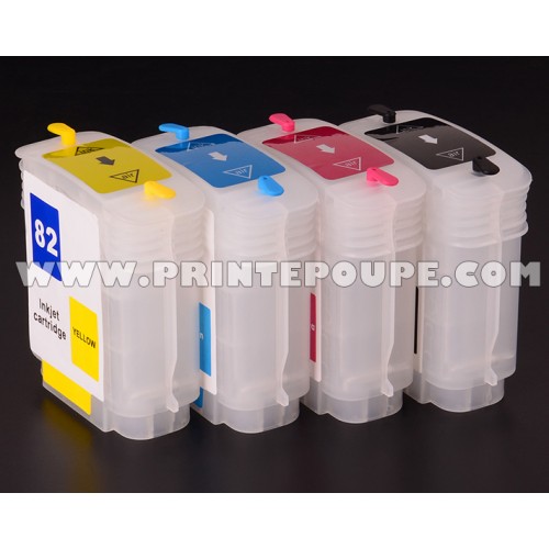 Tinteiros recarregáveis p/ HP10 BK e HP82 C, M e Y (4 tinteiros)