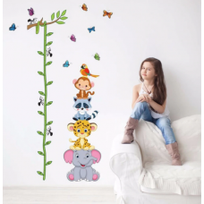 Medidor de Altura Infantil em Trepadeira com animais 85 x 178 cm - Autocolante de Parede