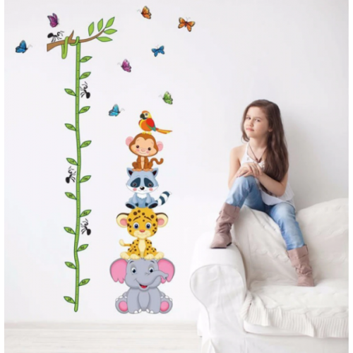 Medidor de Altura Infantil em Trepadeira com animais 85 x 178 cm - Autocolante de Parede